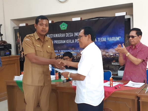 Musdes Penyampaian Visi, Misi dan Program Kerja Perbekel Desa Tegal Harum Periode 2019 - 2025
